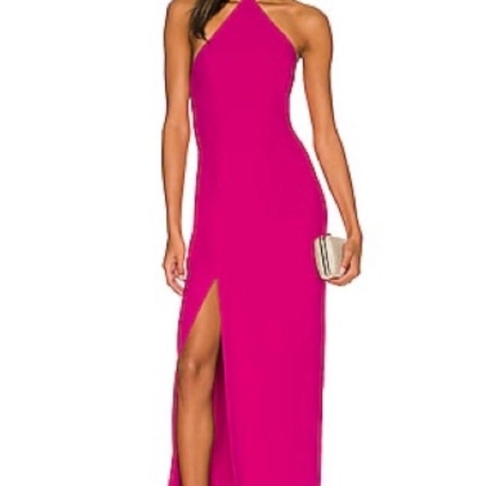 Amanda Uprichard Fuchsia Halter Maxi Dress